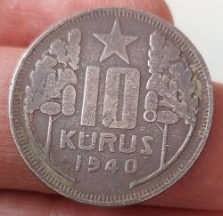 1940 10 KURUŞ ORİJİNAL MADENİ PARASI 2K1R1R NADİRDİR