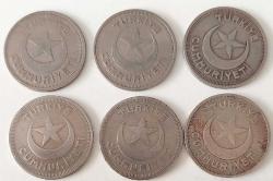 1935-36-37-38-39-40 10 KURUŞ ORİJİNAL TAM SET MADENİ PARASI 6 ADET 6NN1RR ÇOK NADİRDİR