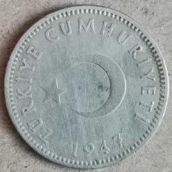 TÜRKİYE 1947  1  LİRA  GÜMÜŞ  7,5 GRAM