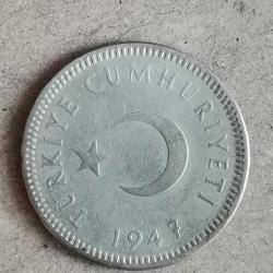 TÜRKİYE 1947   50  KURUŞ     GÜMÜŞ  4  GRAM