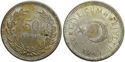 1947 YILI GÜMÜŞ 50 KURUŞ ÇİL