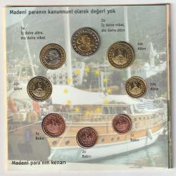 TÜRKİYE CUMHURİYETİ 2004 YILI EURO-TÜRKİYE MADENİ PARA SETİ ÇİL