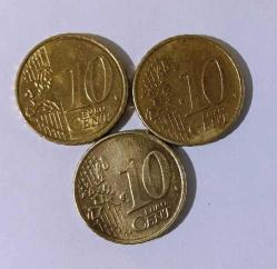 EURO 10 CENT 3'LÜ LOT 2015-2000-2002 YILLARI (ALMANYA-HOLLANDA-AVUSTURYA) (RESİMDEKİ ÜRÜN GÖNDERİLECEKTİR) (260)