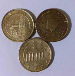 EURO 10 CENT 3'LÜ LOT 2015-2000-2002 YILLARI (ALMANYA-HOLLANDA-AVUSTURYA) (RESİMDEKİ ÜRÜN GÖNDERİLECEKTİR) (260)