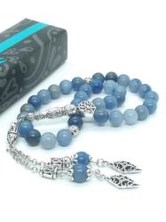 Mavi Aventurin Doğal Taş Tespih – 8 mm Küre Kesim – Otantik İşçilikli