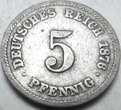 LOT.17 » Almanya 1876 A 5 Pfennig Alman İmparatorluğu Bakır-Nikel