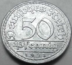 LOT.13 » Almanya 1921 A 50 Pfennig Weimar Cumhuriyeti Alüminyum Madeni Para