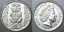 YENİ ZELANDA 20 CENT 2006 KRALİÇE II. ELİZABETH 21,75 mm