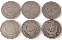 1935-36-37-38-39-40 10 KURUŞ ORİJİNAL TAM SET MADENİ PARASI 6 ADET UUU1AA1 ÇOK NADİRDİR