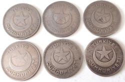 1935-36-37-38-39-40 10 KURUŞ ORİJİNAL TAM SET MADENİ PARASI 6 ADET UUU1AA1 ÇOK NADİRDİR