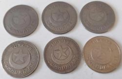 1935-36-37-38-39-40 10 KURUŞ ORİJİNAL TAM SET MADENİ PARASI 6 ADET BBB2AA1 ÇOK NADİRDİR