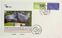 2009 FDC Avrupa Konseyinin 60. Yılı ile Avrupa İnsan Hakları Mahkemesinin 50. Yılı, Ankara, 05.05.2009, PTT M.O.B.Y.D. İlk Gün Zarfı (FDC-715)