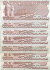 6. EMİSYON C - D - E - F - G - H - I SERİSİ 7 ADET 20 LİRA / ÇOK ÇOK TEMİZ KONDİSYON