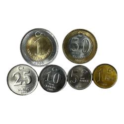 2005 Yılı 1 YTL , 50 Yeni Kuruş , 25 Yeni Kuruş, 10 Yeni Kuruş , 5 Yeni Kuruş , 1 Yeni Kuruş Set Çil