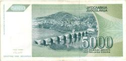 1992 YUGOSLAVYA 5.000 DİNAR ÇOK TEMİZ