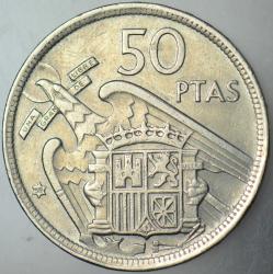 İSPANYA 50 PESETA 1957 (58) UNA GRANDE LIBRE. 30 mm. FRANCO DÖNEMİ.