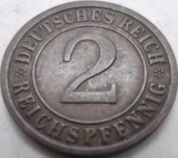 Almanya 1925 A 2 Reichspfennig Weimar Cumhuriyeti Bronz Madeni Para