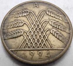 Almanya 1924 A 10 Reichspfennig Weimar Cumhuriyeti Alüminyum-Bronz