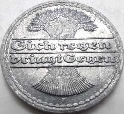 Almanya 1921 A 50 Pfennig Weimar Cumhuriyeti Alüminyum Madeni Para