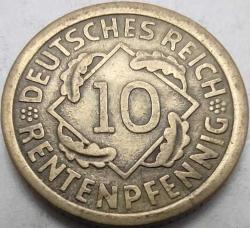 Almanya 1924 A 10 Rentenpfennig Weimar Cumhuriyeti Alüminyum-Bronz