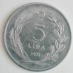 TÜRKİYE  1975     5  LİRA