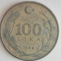 TÜRKİYE  1988    100   LİRA   SARI RENK