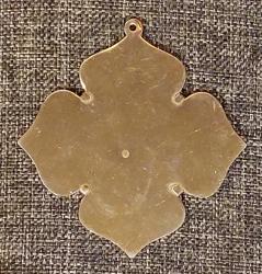 Kudüs, Vintage Meryem Ana ve Çocuk İsa Temalı İkona Tarzında Kolye-Madalyon (Panagia). Gümüş Kaplama Metal Levha/Sedef İşlemeli Çiçek Desenli Tasarım. İsrail, Kudüs'ten İthal. (8×8 cm)