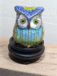 K206-----CLOISONNE MİNELİ AHŞAP KAİDELİ KUTULU BAKIR BAYKUŞ