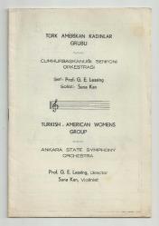 TÜRK AMERİKAN KADINLAR GRUBU / CUMHURBAŞKANLIĞI SENFONİ ORKESTRASI - ŞEF : PROF.G.E.LESSING - SOLİST SUNA KAN...