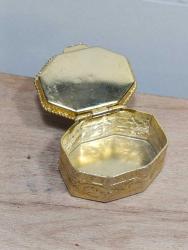 K202----ROMANTİK PORSELEN KAPAKLI ESKİ KÜÇÜK BOY PİRİNÇ KUTU