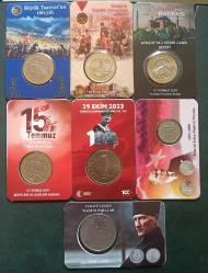 Hatıra ve Tedavül Madeni paralar Kendi Özel Tanıtım Kitlerinde 7 adet