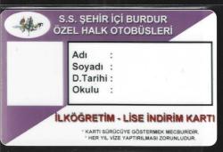 1K = ULAŞIM  KARTI ( BURDUR ) KENT KART - ÖĞRENCİ ( 2. EL * TEMİZ ve NADİR )