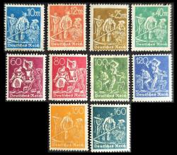 +++ ALMANYA REICH İŞÇİLER LOT      1922-23      10 ÇEŞİT   - DAMGASIZ , HALİYLE