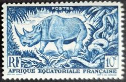 +++ FRANSIZ EKVATOR AFRİKASI KARA GERGEDAN ve KAYA PİTONU        1947    10C   B - DAMGASIZ