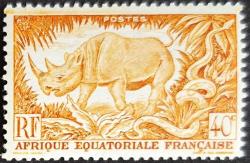 +++ FRANSIZ EKVATOR AFRİKASI KARA GERGEDAN ve KAYA PİTONU        1947    40C   B - DAMGASIZ