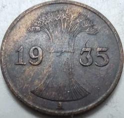 Almanya 1935 1 Reichspfennig Üçüncü Reich Bronz