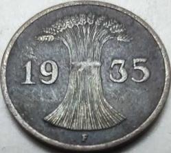 Almanya 1935 F 1 Reichspfennig Üçüncü Reich Bronz