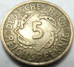 Almanya 1936 A 5 Reichspfennig Üçüncü Reich Alüminyum-Bronz