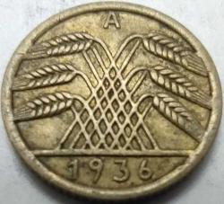 Almanya 1936 A 5 Reichspfennig Üçüncü Reich Alüminyum-Bronz
