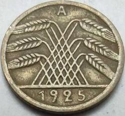 Almanya  1925 A 5 Reichspfennig Weimar Cumhuriyeti Alüminyum-Bronz