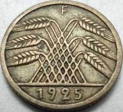 Almanya 1925 F 5 Reichspfennig Weimar Cumhuriyeti
