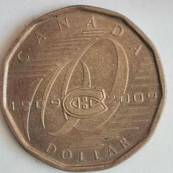KANADA  2009  1  DOLAR  HATIRA  100. Yıldönümü - Montreal Kanadalılar