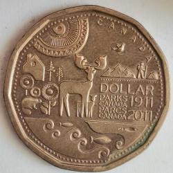 KANADA  2011     1  DOLAR  HATIRA  Kanada Parks'ın 100. Yıldönümü
