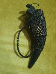 Antika Ifugao Kabile Sanati 35cm Manda boynuzu Saklama kabi (Eksiksiz)