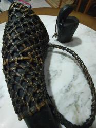 Antika Ifugao Kabile Sanati 35cm Manda boynuzu Saklama kabi (Eksiksiz)