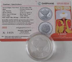 2022 2.MURAD ANISINA GÜMÜŞ 20 TÜRK LİRASI HATIRA PARASI DARPHANE BASKISI ORİJİNAL SERTİFİKALI ÇİL 1958 ÇOK NADİRDİR
