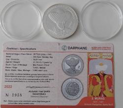 2022 2.MURAD ANISINA GÜMÜŞ 20 TÜRK LİRASI HATIRA PARASI DARPHANE BASKISI ORİJİNAL SERTİFİKALI ÇİL 1958 ÇOK NADİRDİR