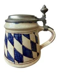 Antika Alman Bavyera Desenli Bira Bardağı TANKART