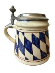 Antika Alman Bavyera Desenli Bira Bardağı TANKART