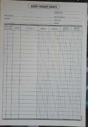 Cari Hesap Kartı (Karton)   17X24 CM  Ebat  100 Adetli Paket
